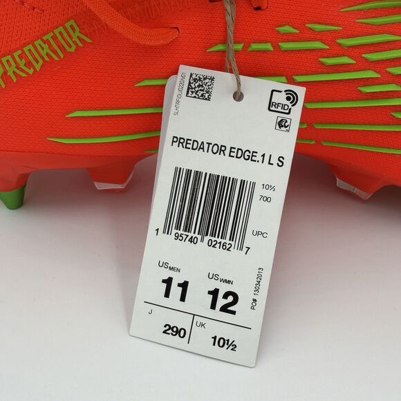 Mens Adidas Predator Edge.1 SG Soccer Cleats Size 11 Solar Orange/Green GW1010 main image 8